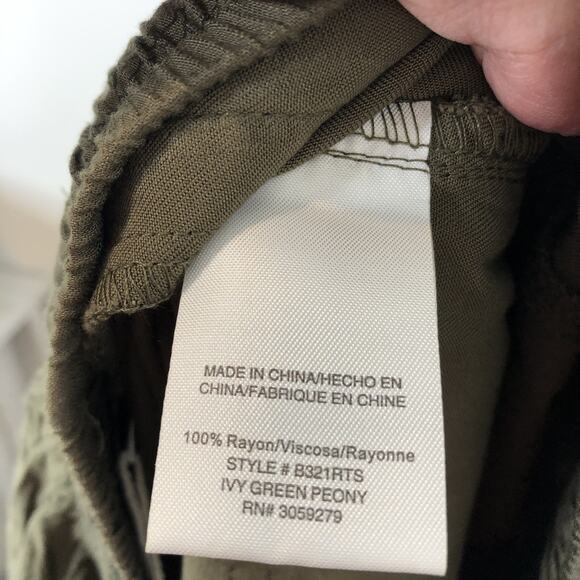 Thread & Supply NWT Women's Ivy Green Peony Pull-On Jogger Casual Pants Large - Picture 10 of 11